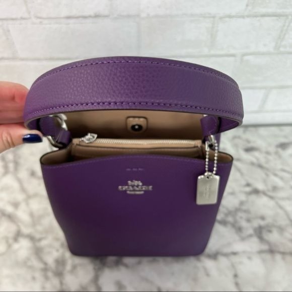 ❗️Sold❗️Coach Purple Small Town Bucket Bag Crossbody Shoulder Bag & Snap Wallet - Picture 6 of 16